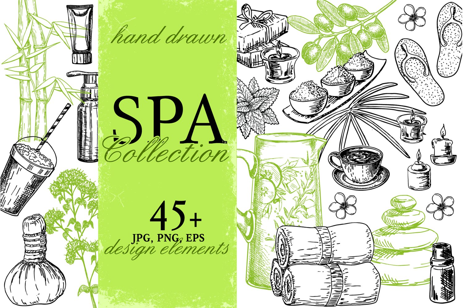 Cover image of Spa and beauty. Sketch illustration.