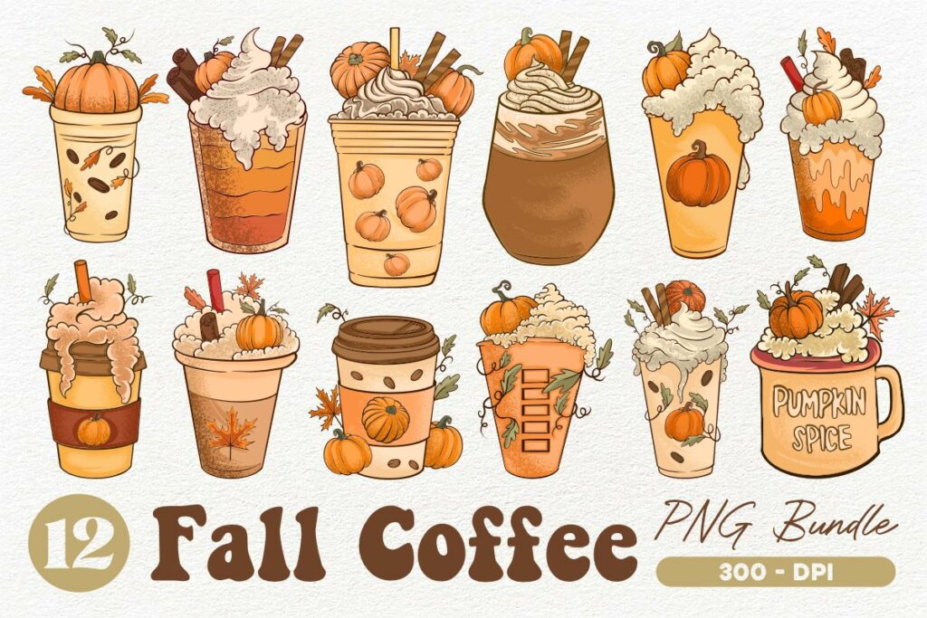 Fall Coffee PNG Sublimation, Pumpkin Spice Latte PNG Bundle - MasterBundles