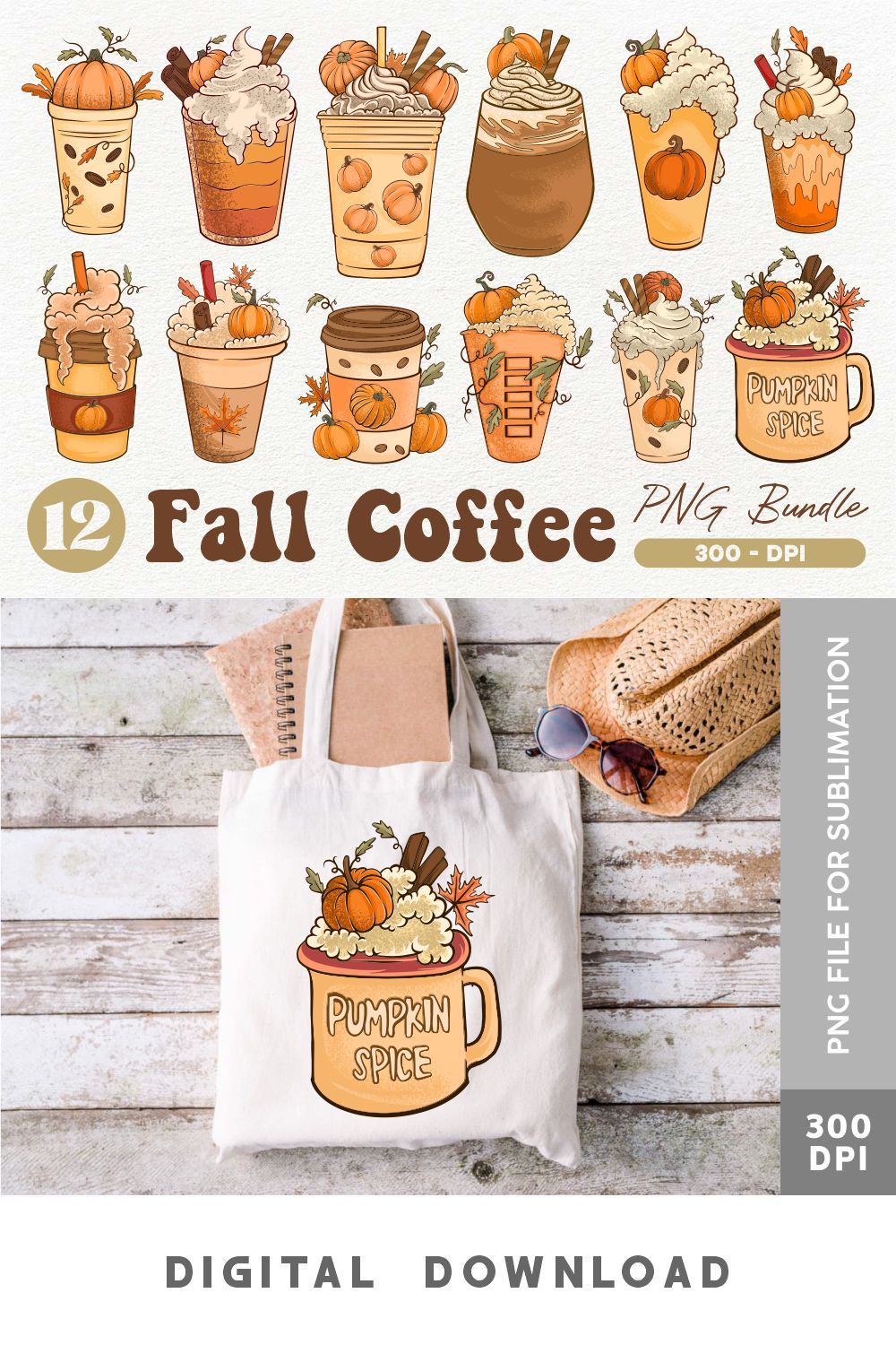 fall coffee png bundle main pin