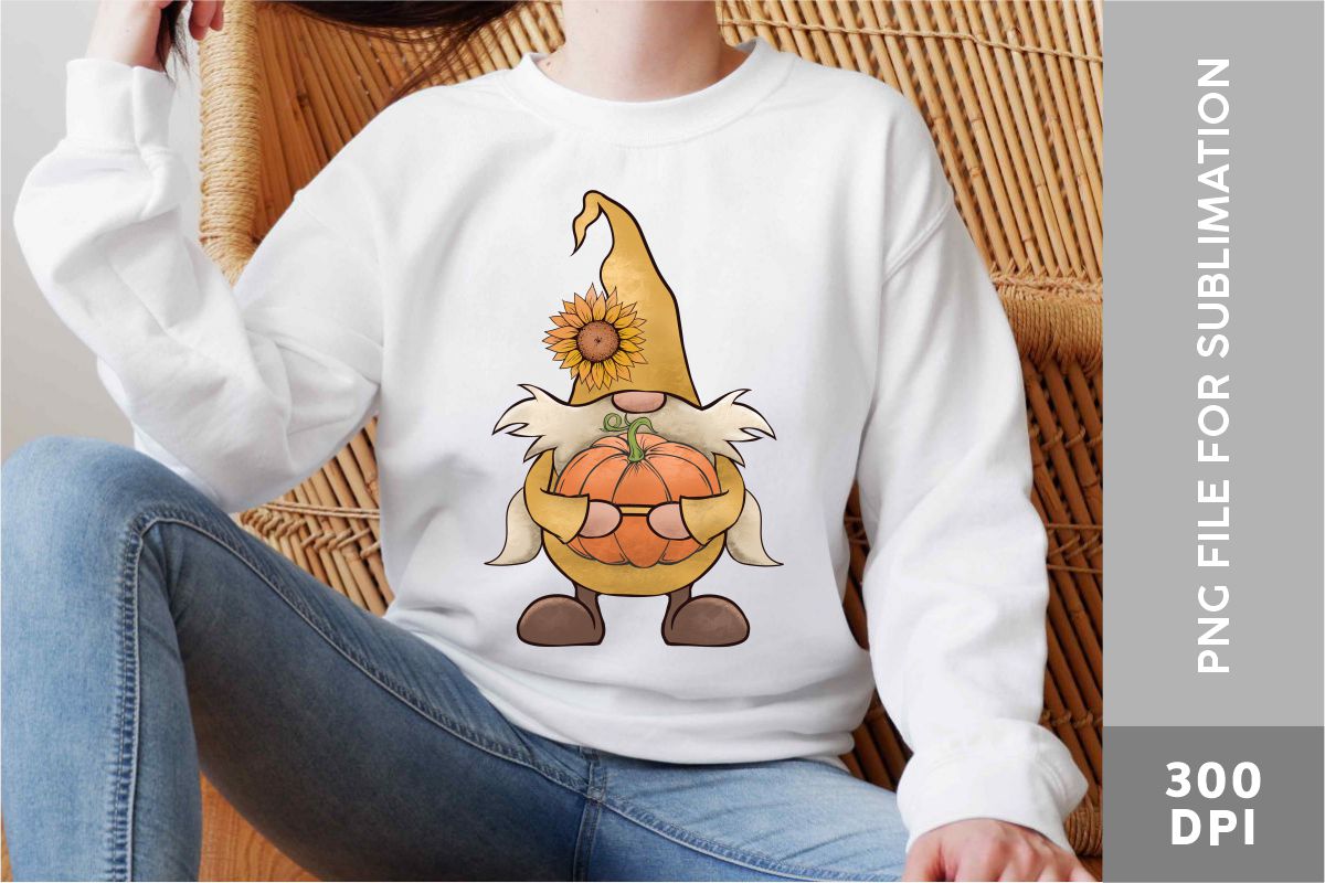 Fall Gnome PNG Clipart Bundle, sweatshirt mockup.
