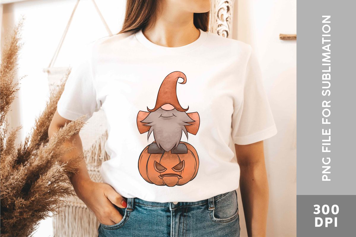 Fall Gnome PNG Clipart Bundle, women t-shirt mockup.
