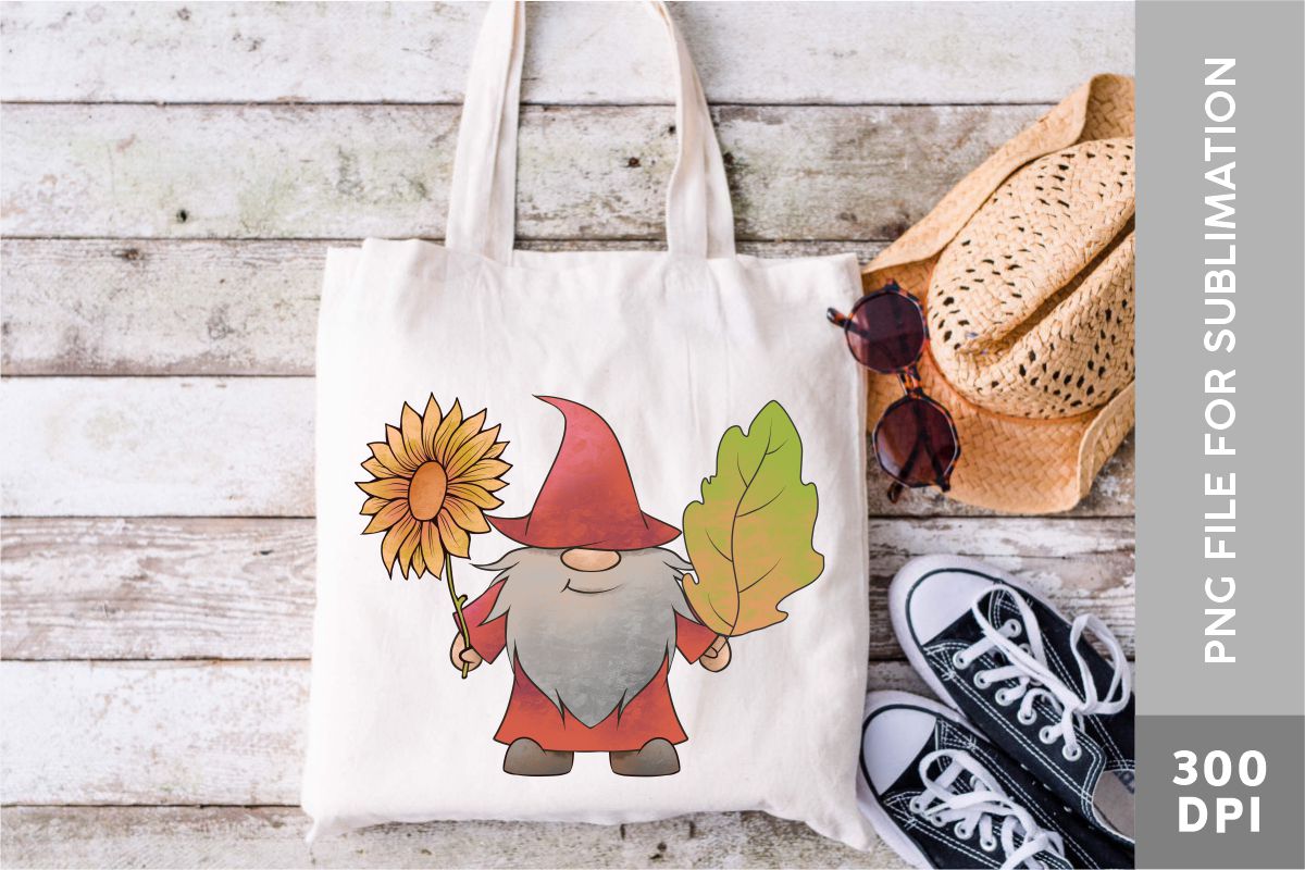 Fall Gnome PNG Clipart Bundle, for bag design.