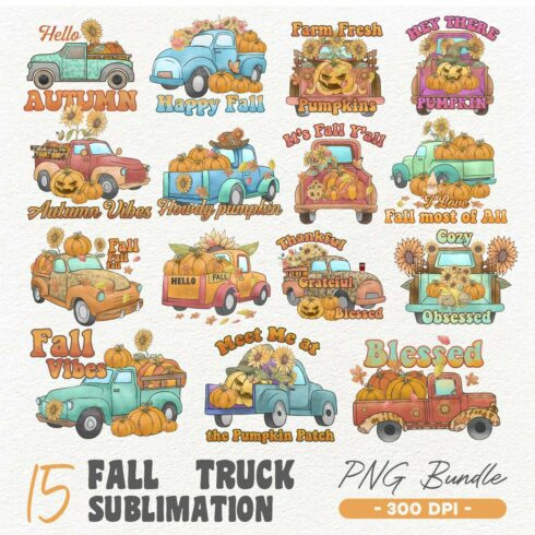 Fall Truck PNG Sublimation Bundle cover image.