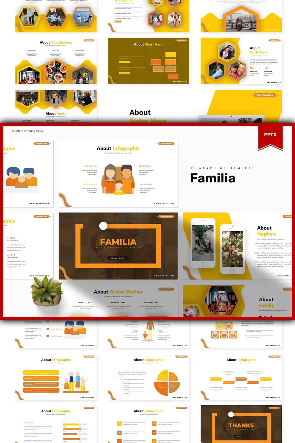 Familia powerpoint template - pinterest image preview.