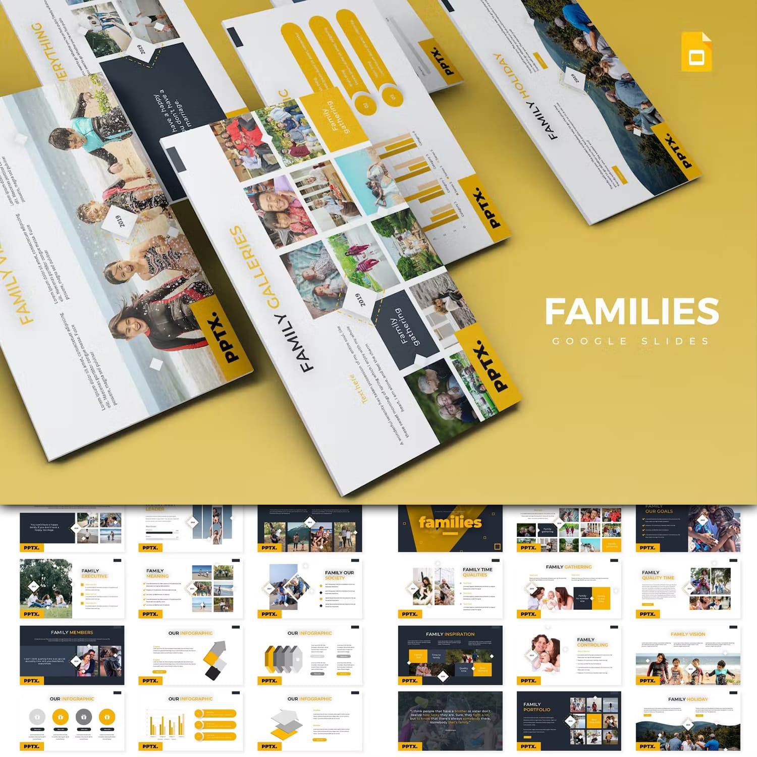 Families powerpoint template - main image preview.