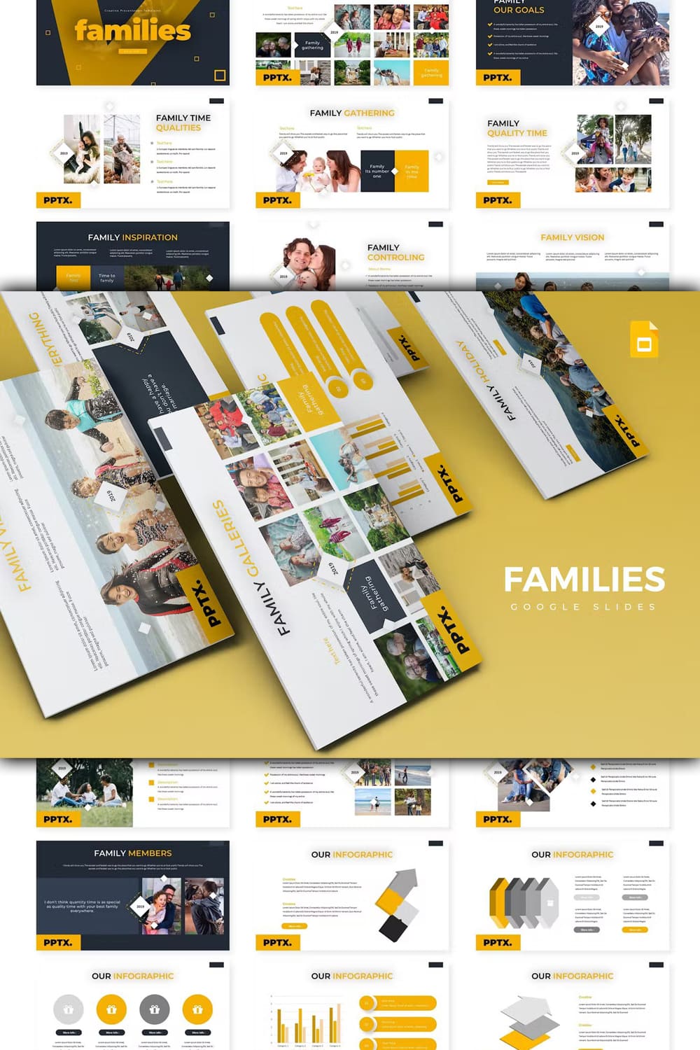 Families powerpoint template - pinterest image preview.