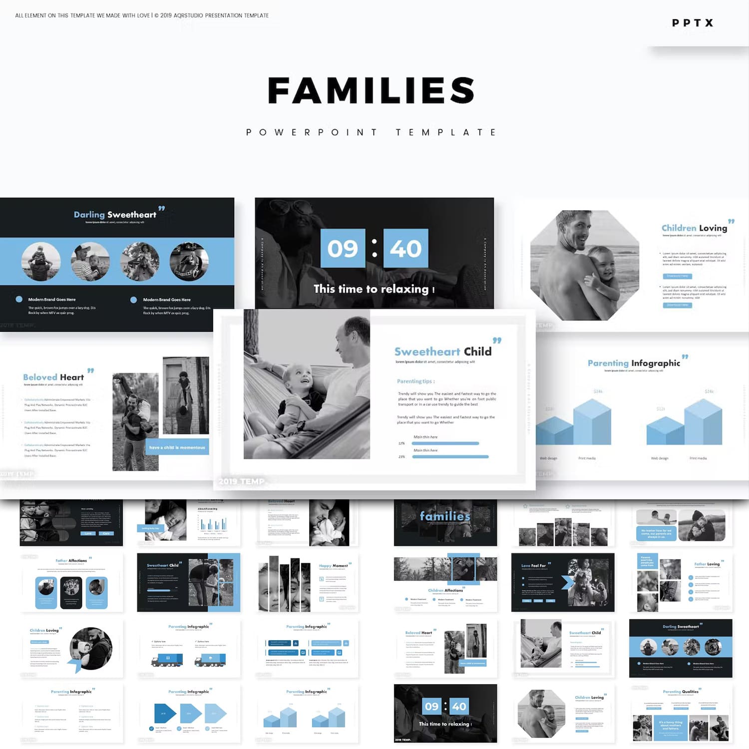 Families powerpoint template - main image preview.