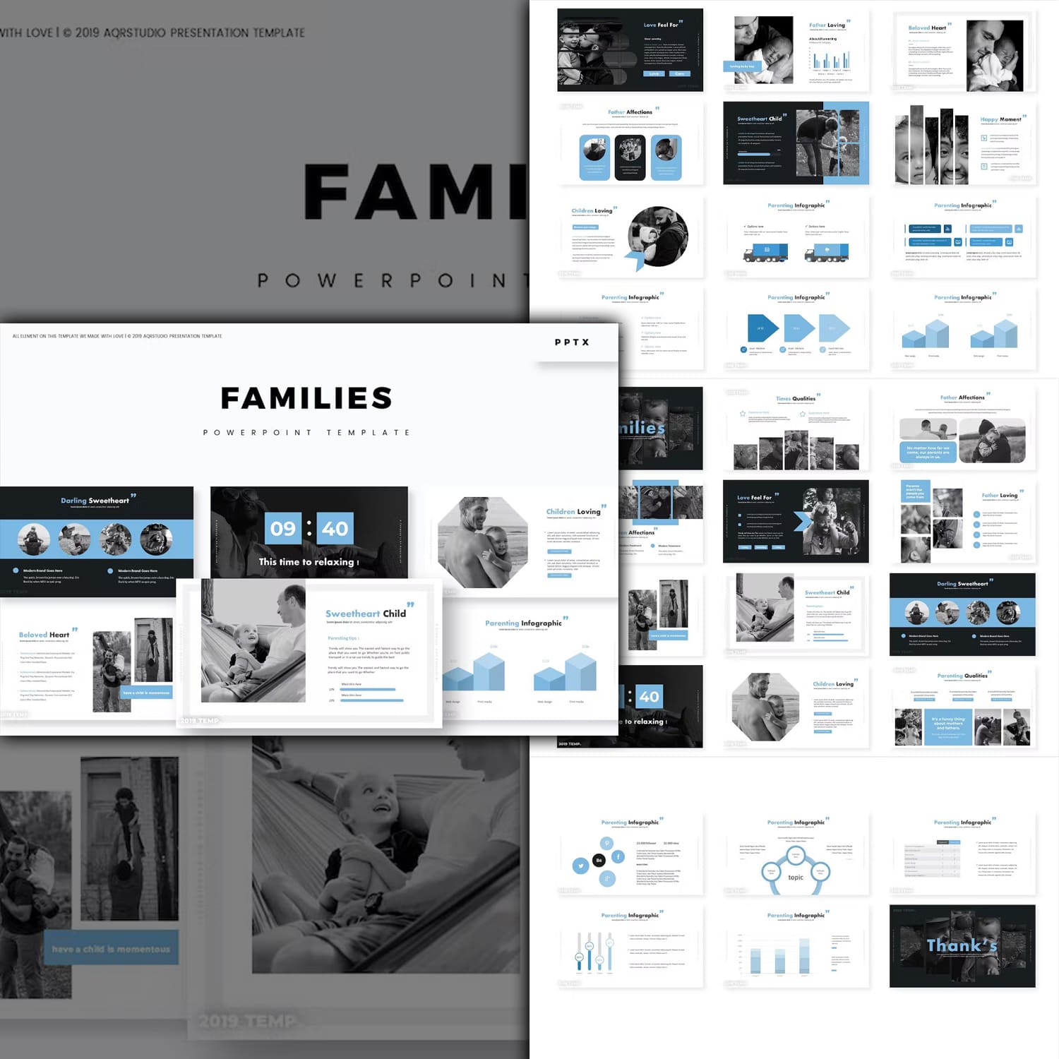 Families powerpoint template from aqrstudio.