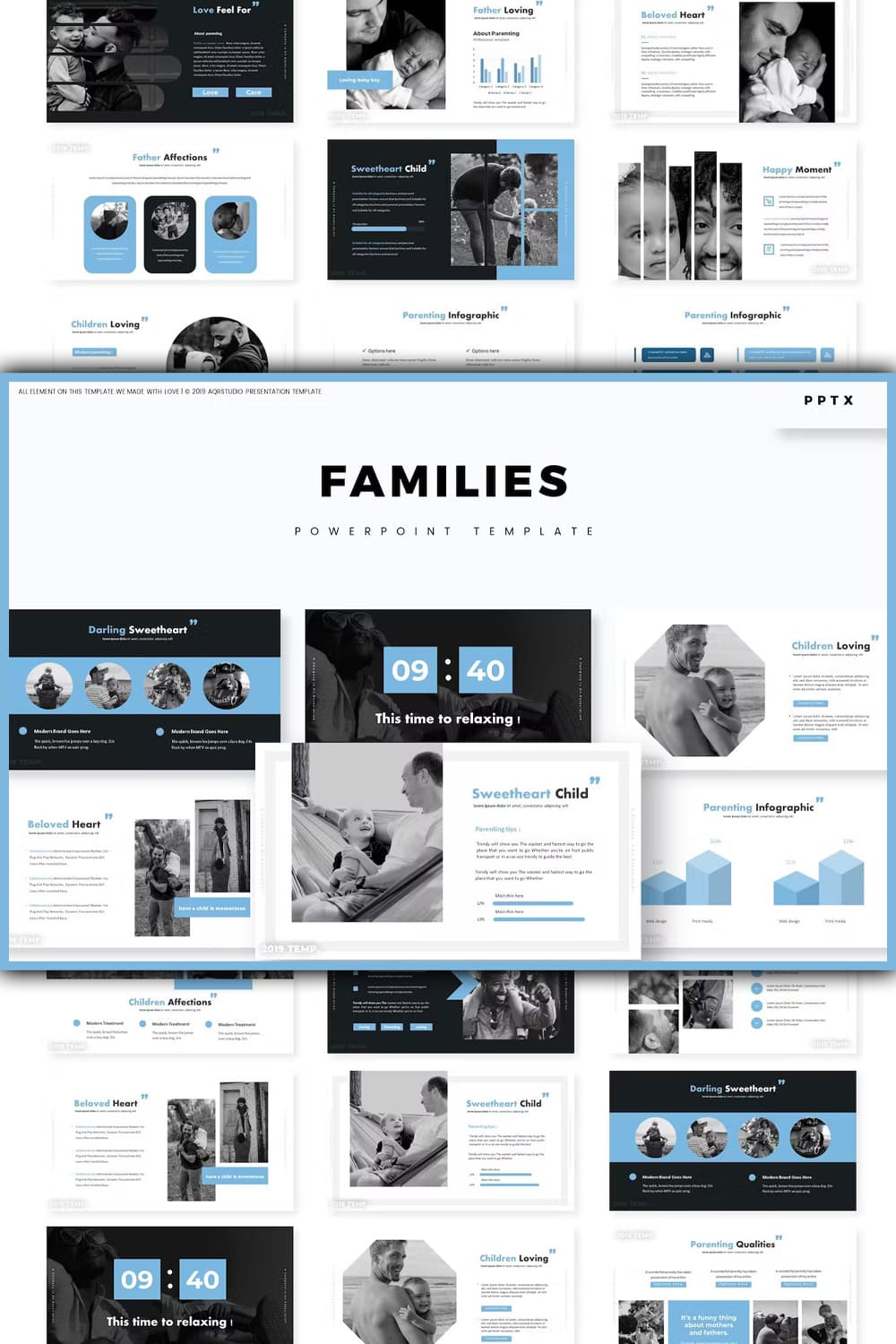 Families powerpoint template - pinterest image preview.