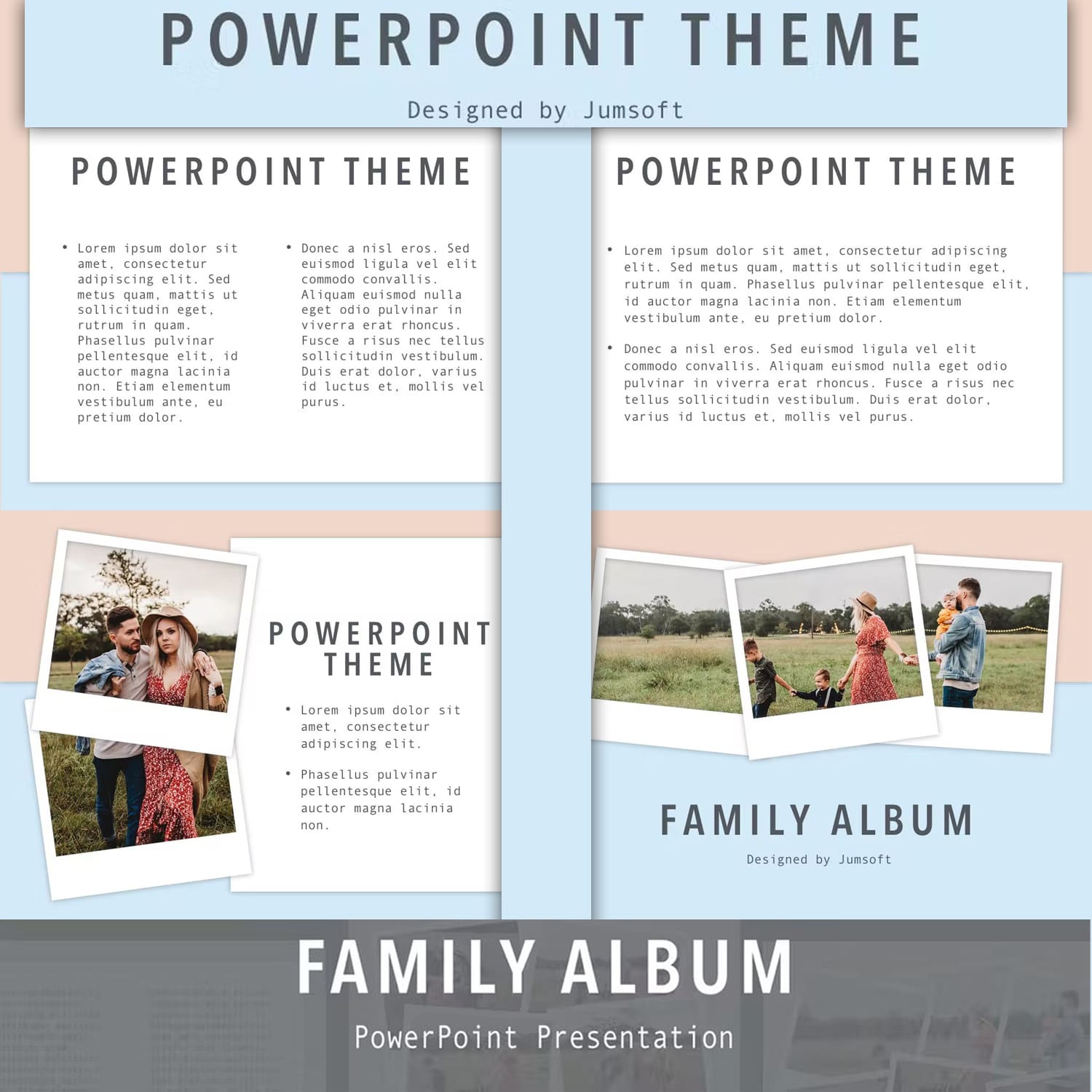 Family album powerpoint template - main image preview.
