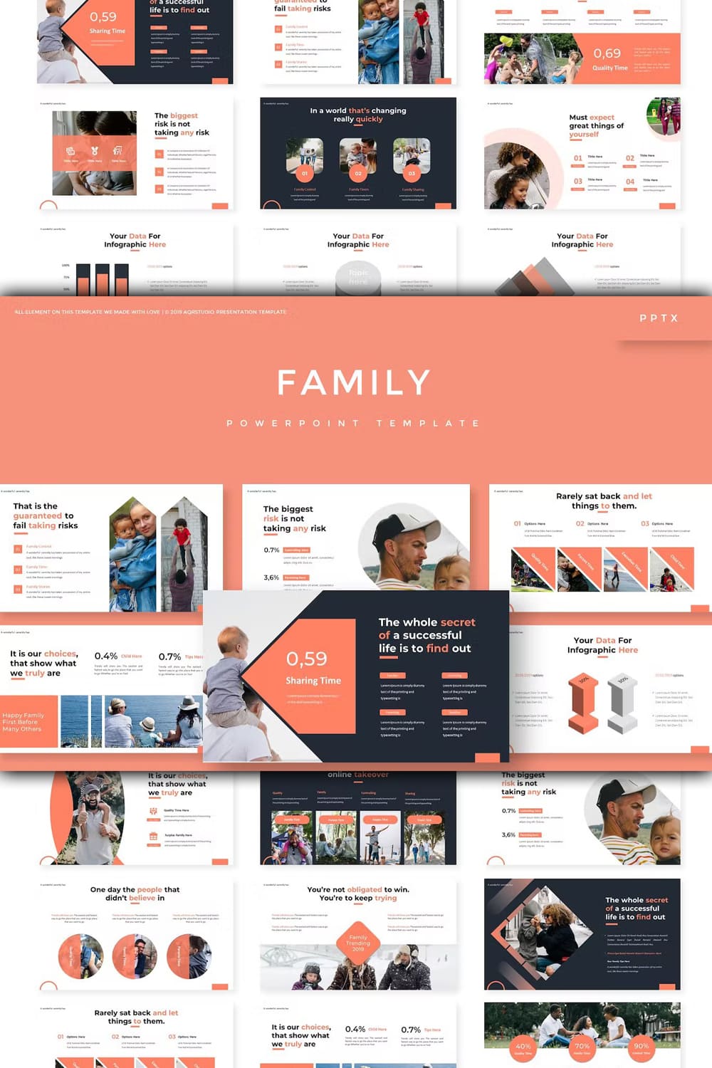 Family powerpoint template - pinterest image preview,