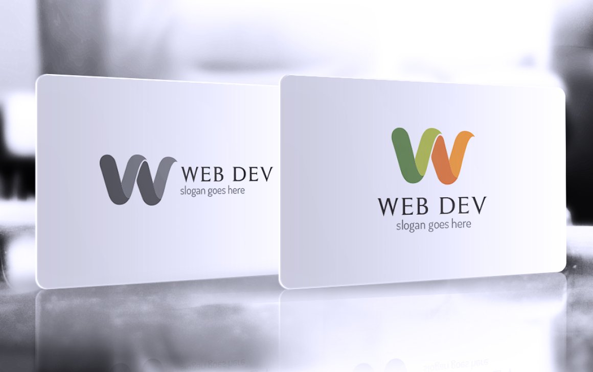 White business cards with two options letter logo.