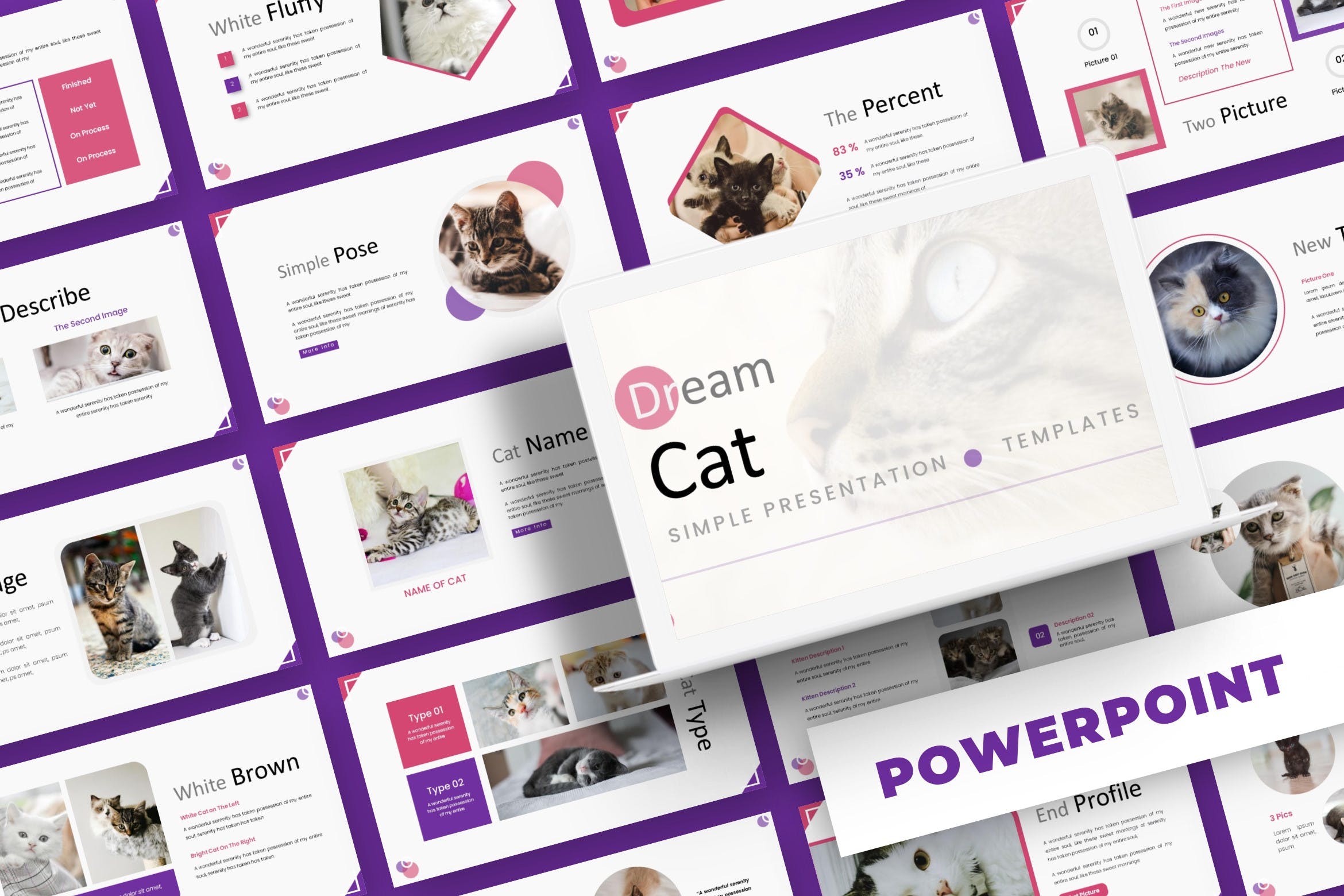 Cover image of Dream Cat - Powerpoint Template.