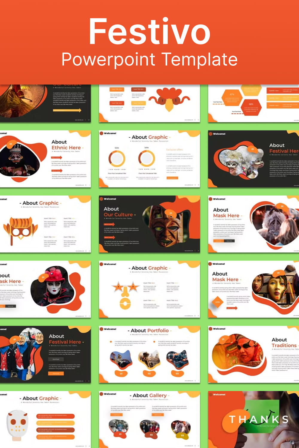 Festivo powerpoint template - pinterest image preview.