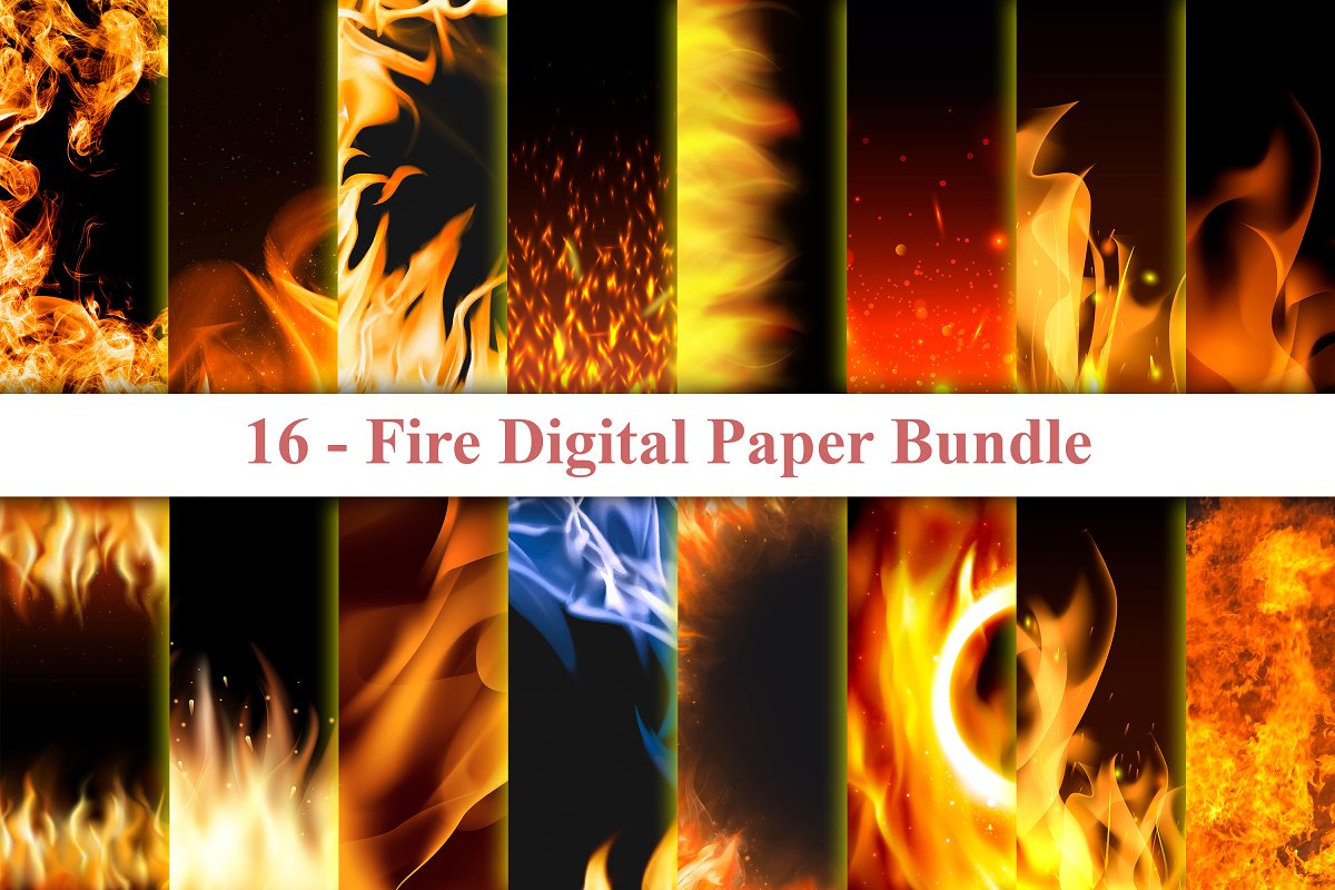 Cover image of Fire Flaming Digital Paper Bundle.