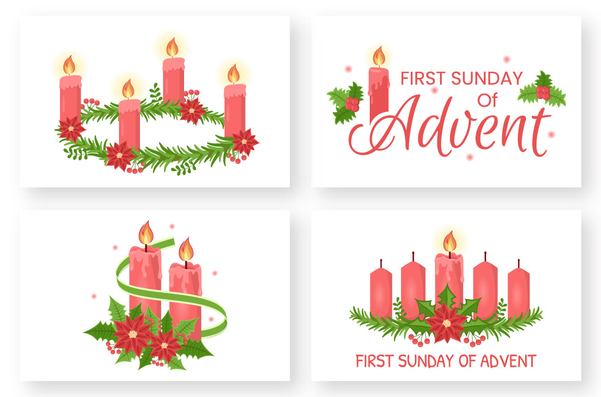 10 First Sunday of Advent Illustration with candles.