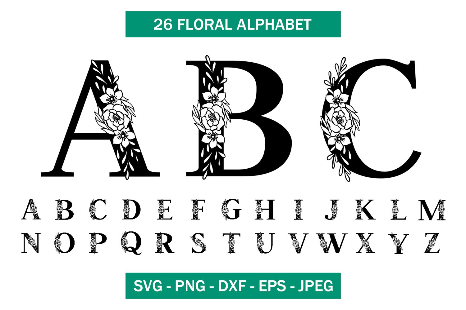 Delicate floral alphabet collection.