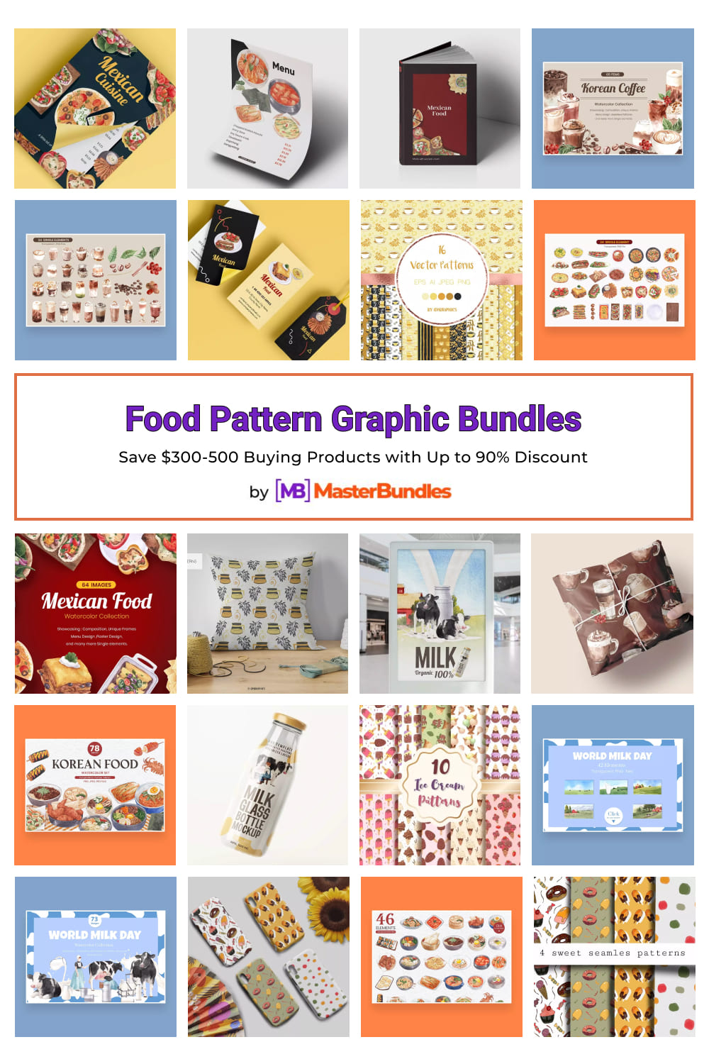 Food Pattern Graphic Bundles Example.