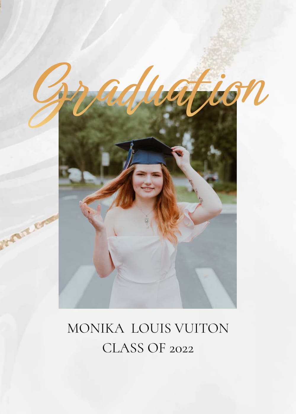 Delicate invitation with a girl for a graduation.