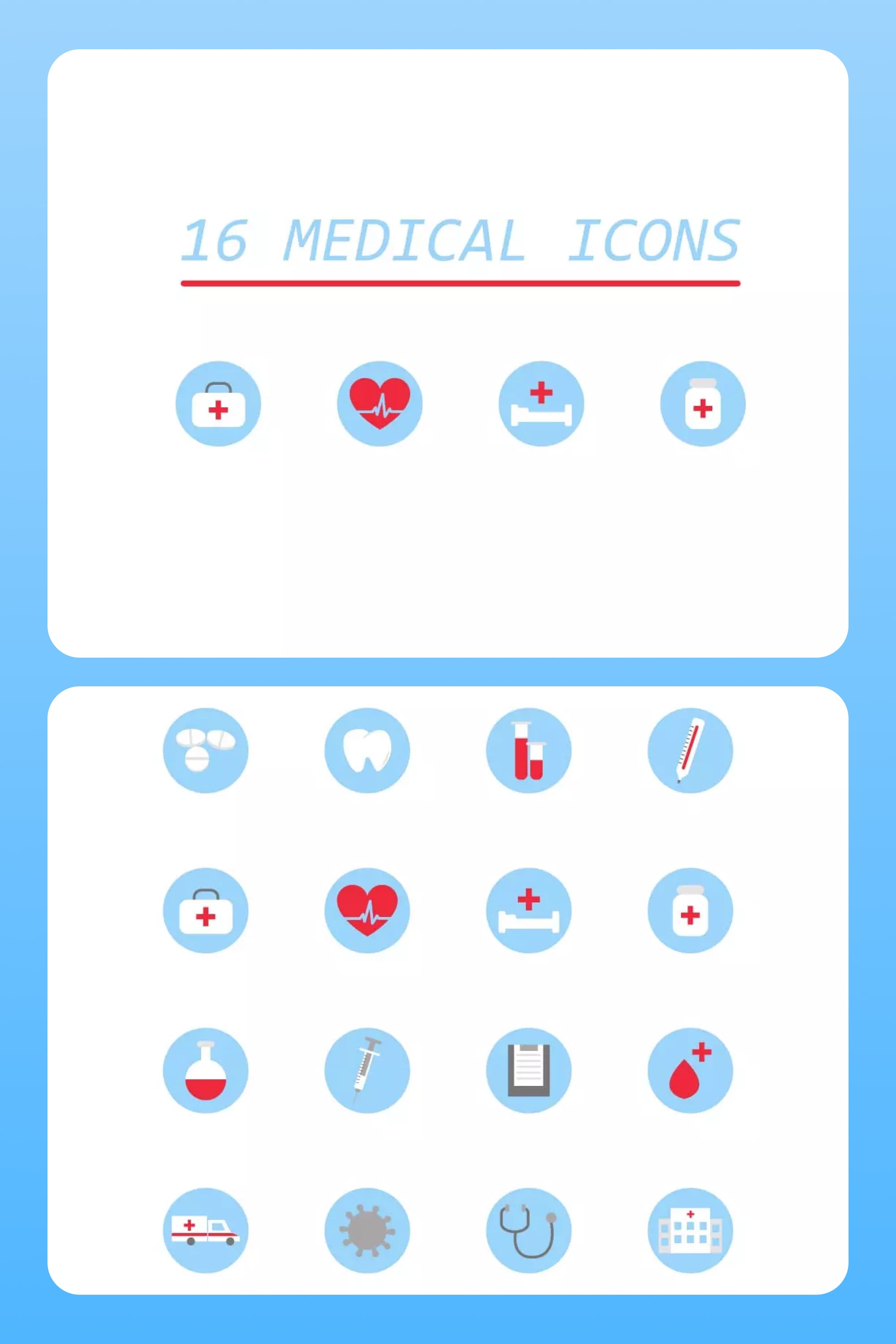 Color icons for medical applications on a white background.