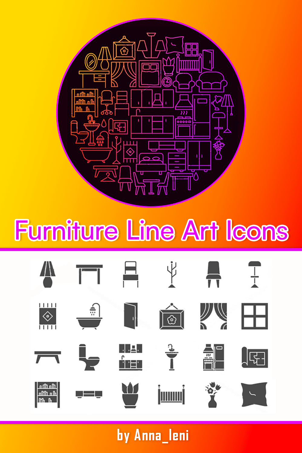 furniture line art icons pinterest