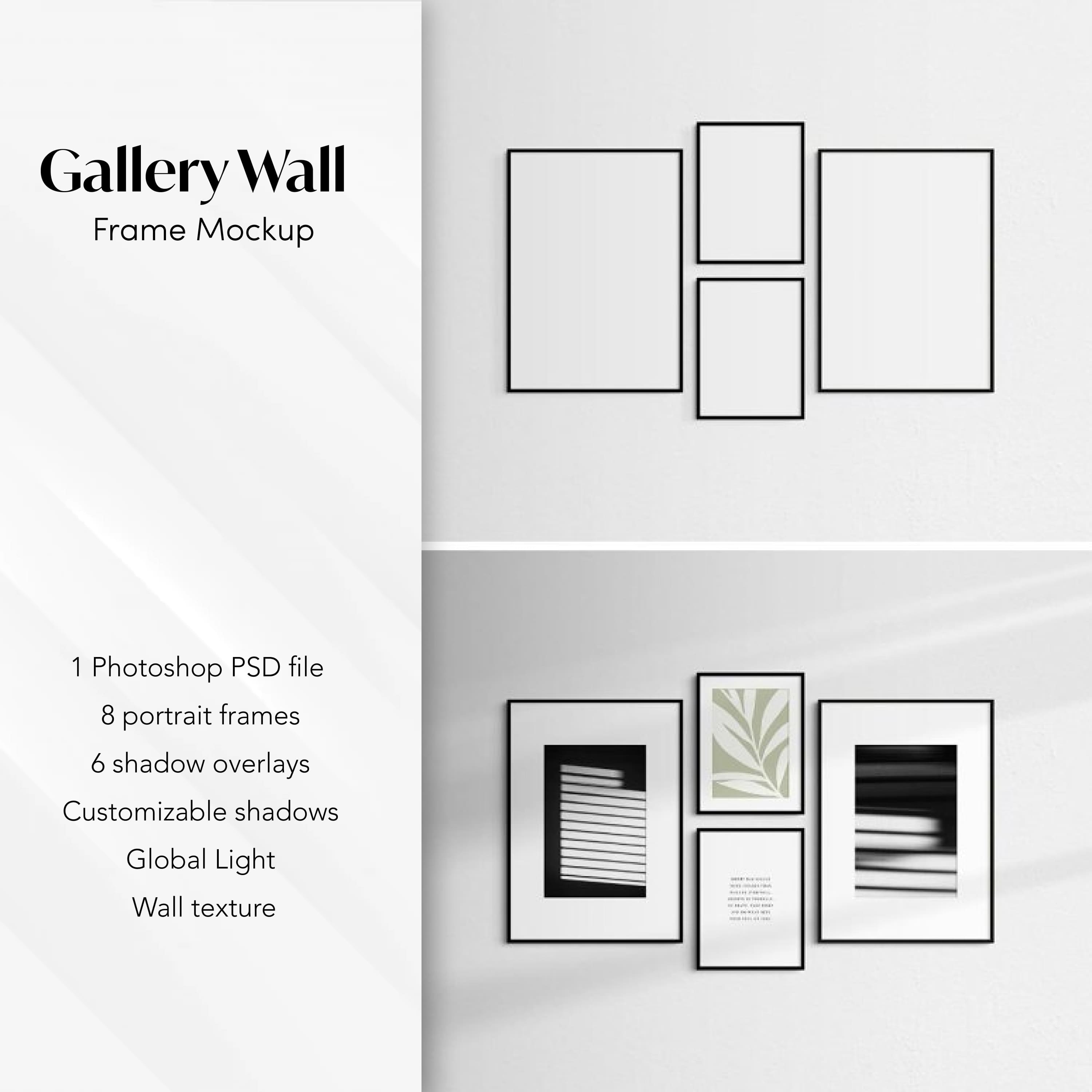 Gallery Wall Mockup, Set of 8 Frames, Frame Mockup