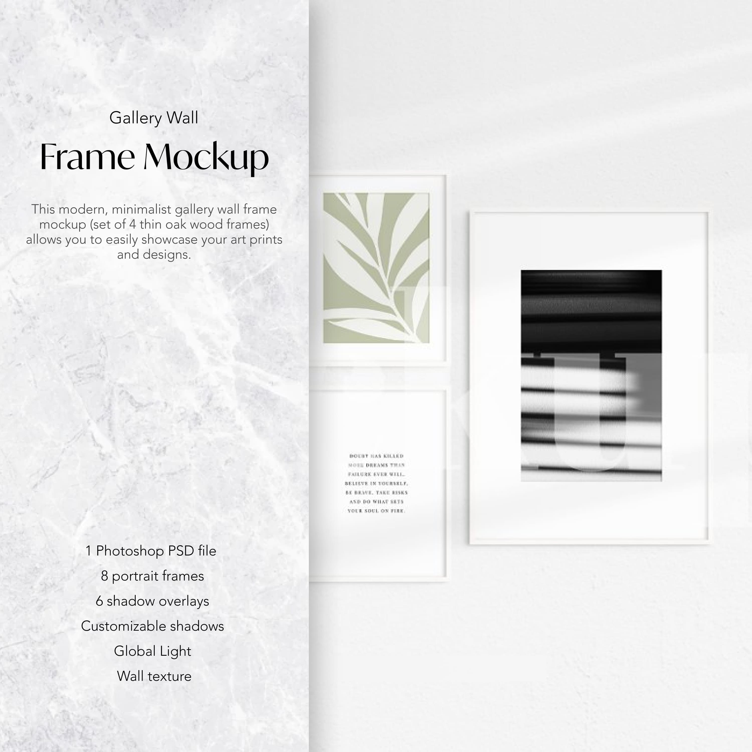 Gallery Wall Frame Mockup, Set Of 6 Frames