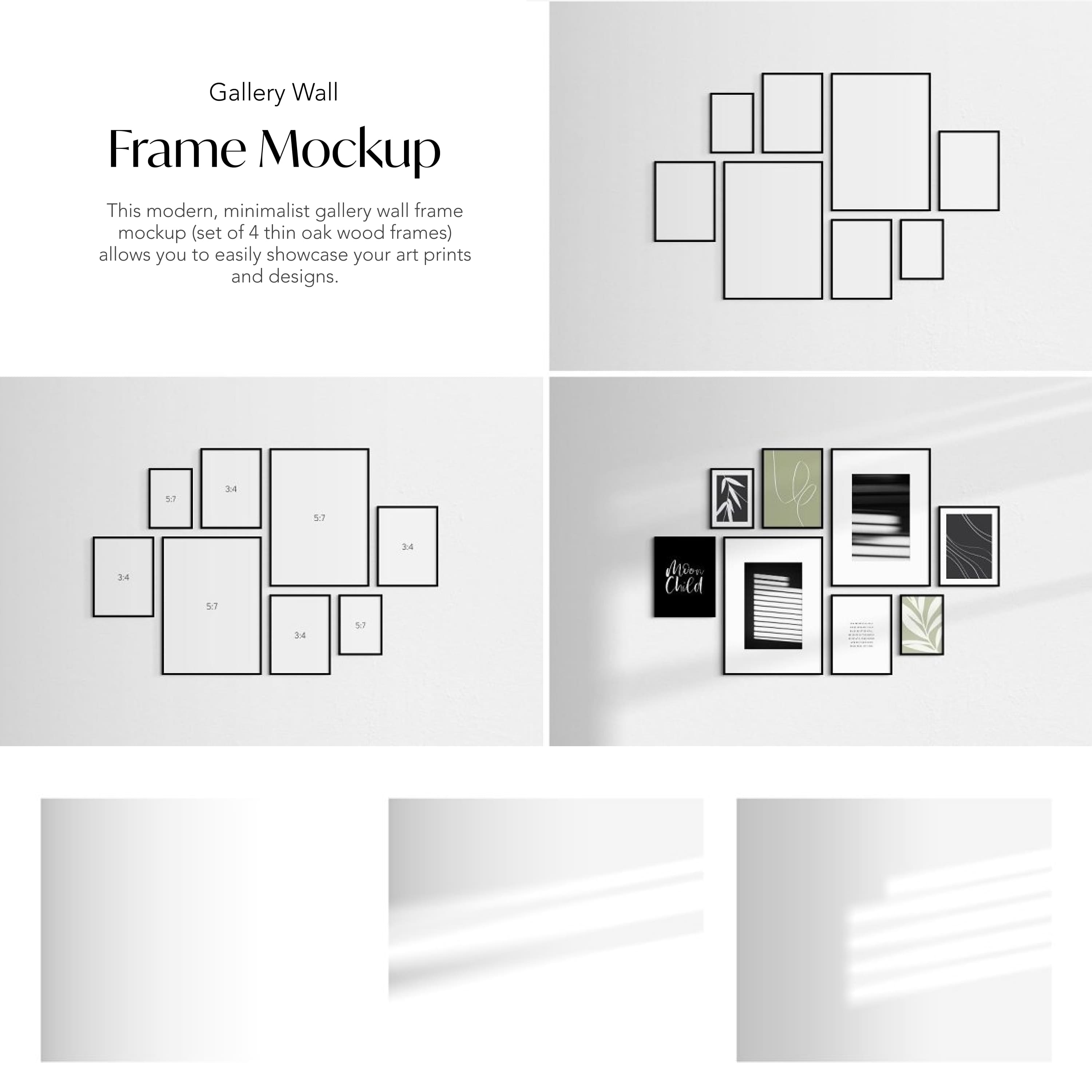 Gallery Wall Mockup, 5 Frames