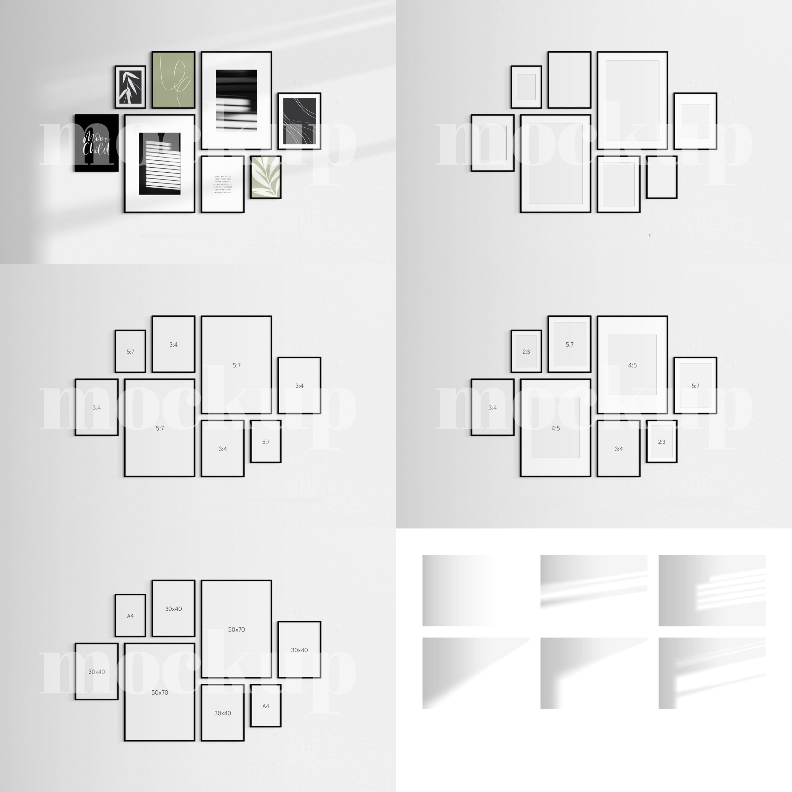 Gallery Wall Mockup, Set of 8 Frames, Frame Mockup