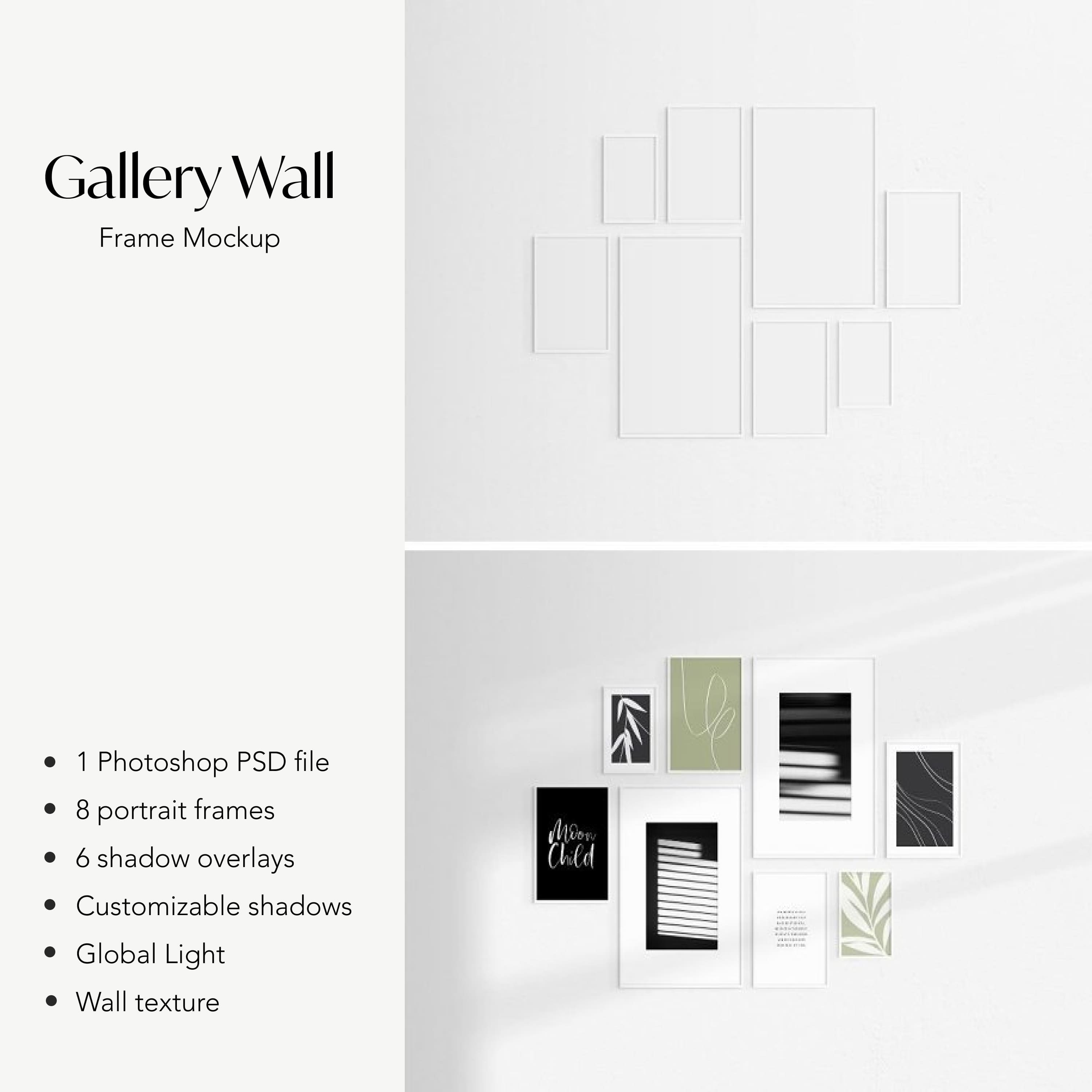 Gallery Wall Frame Mockup, Set Of 6 Frames