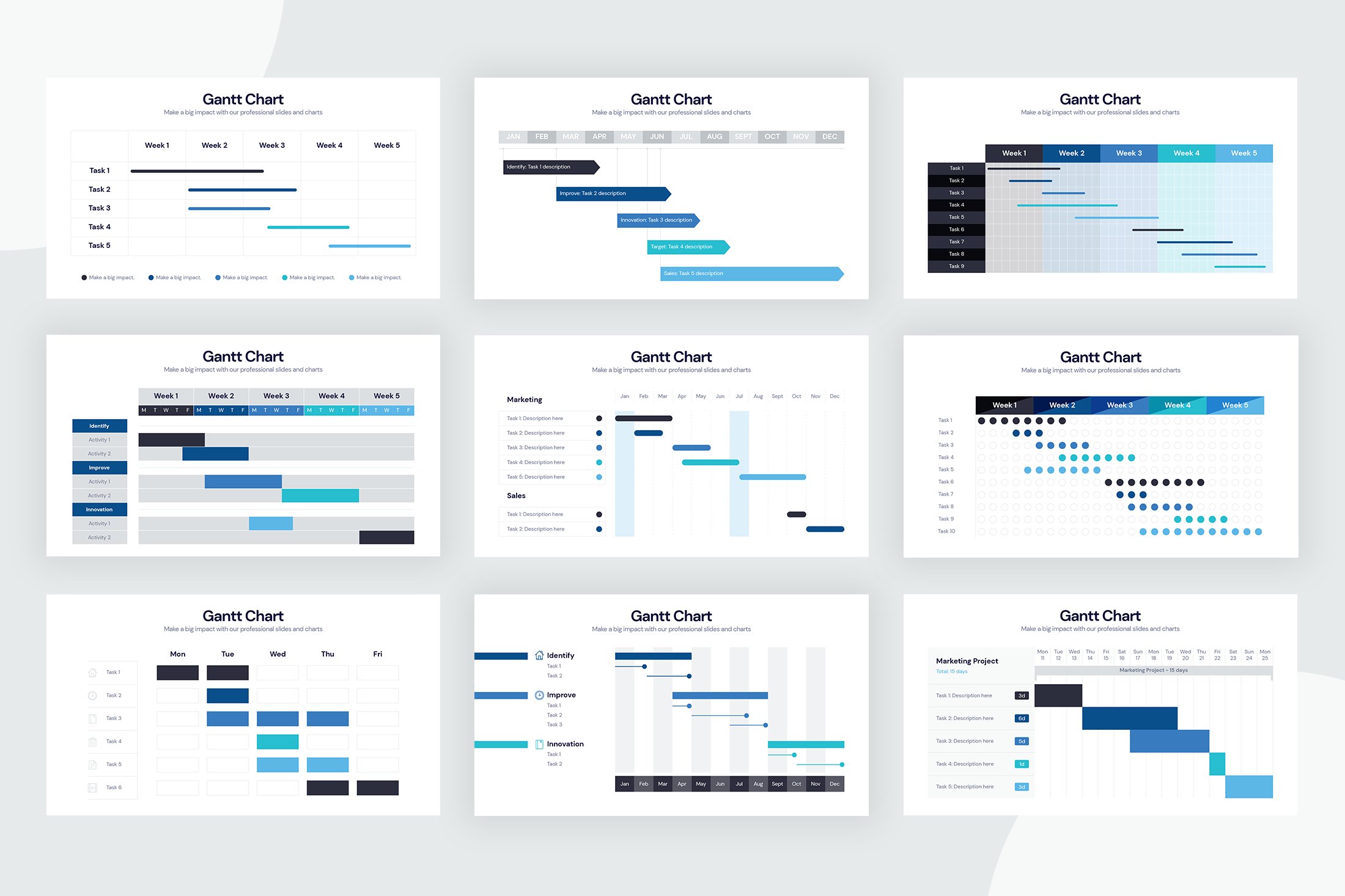 Light template with blue charts infographics.