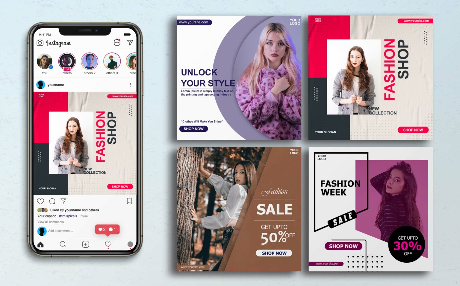 Instagram Post Bundle/Pack templates - MasterBundles