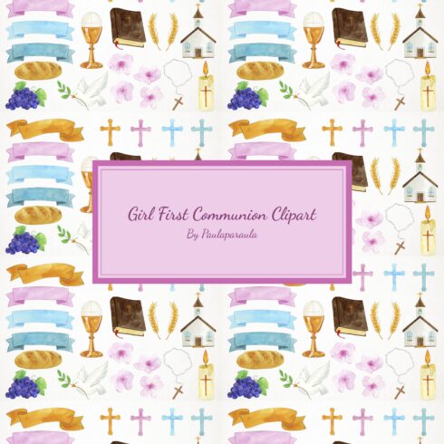 Girl First Communion Clipart.