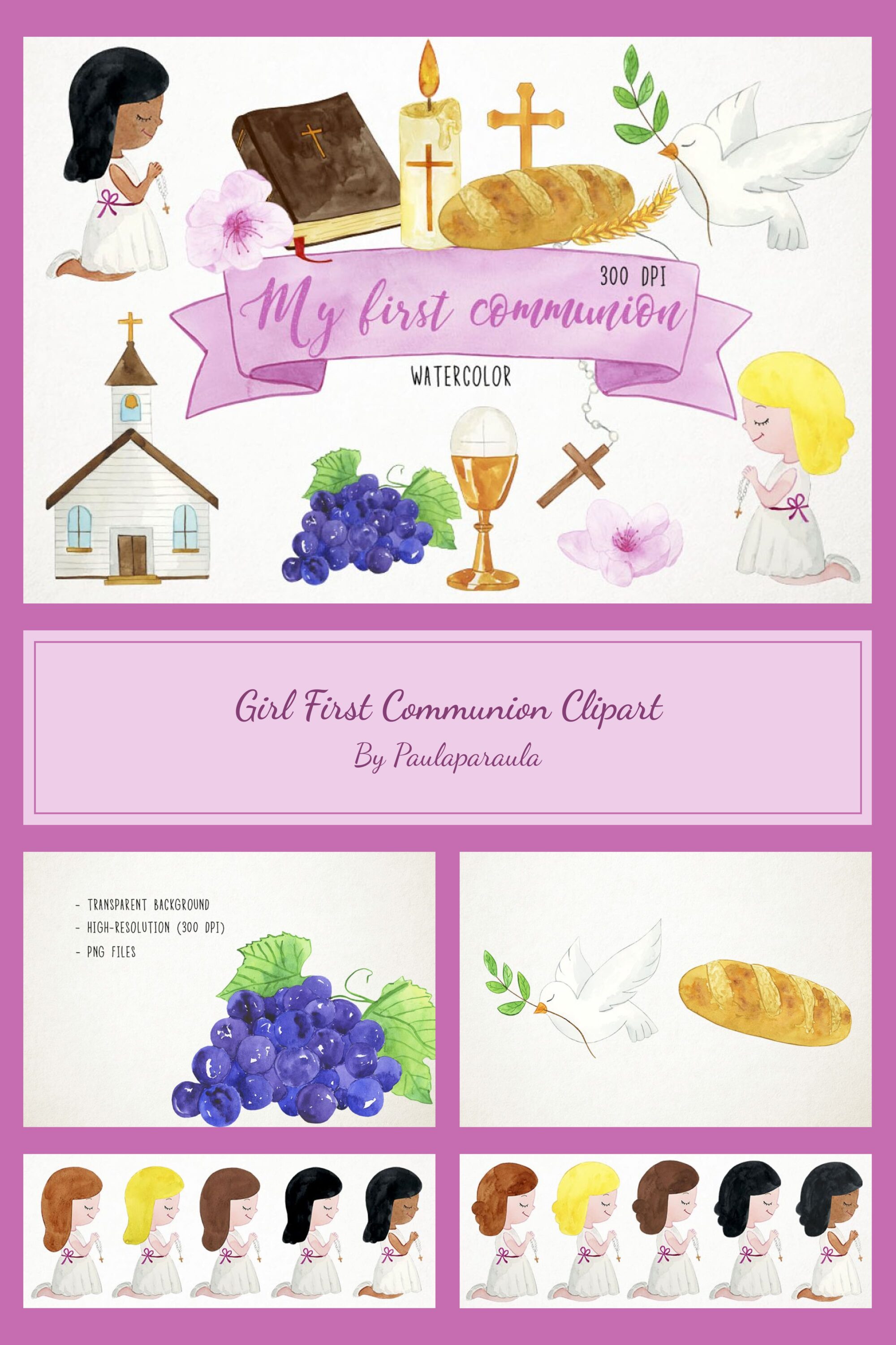 girl first communion clipart 03