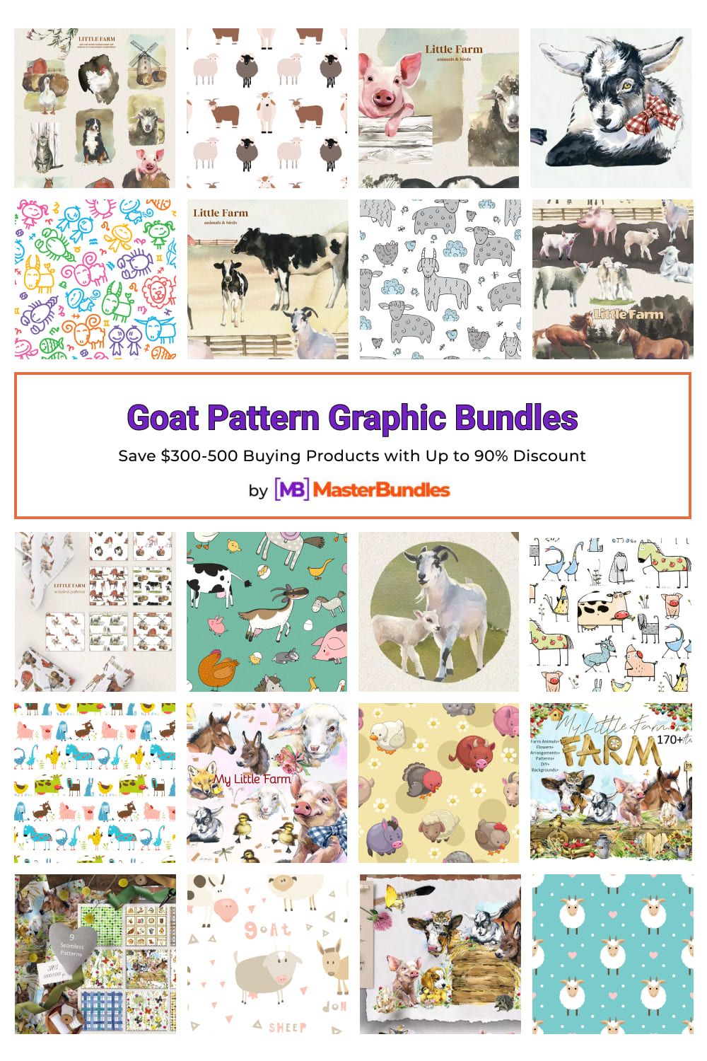 Goat Pattern Graphic Bundles for Pinterest.