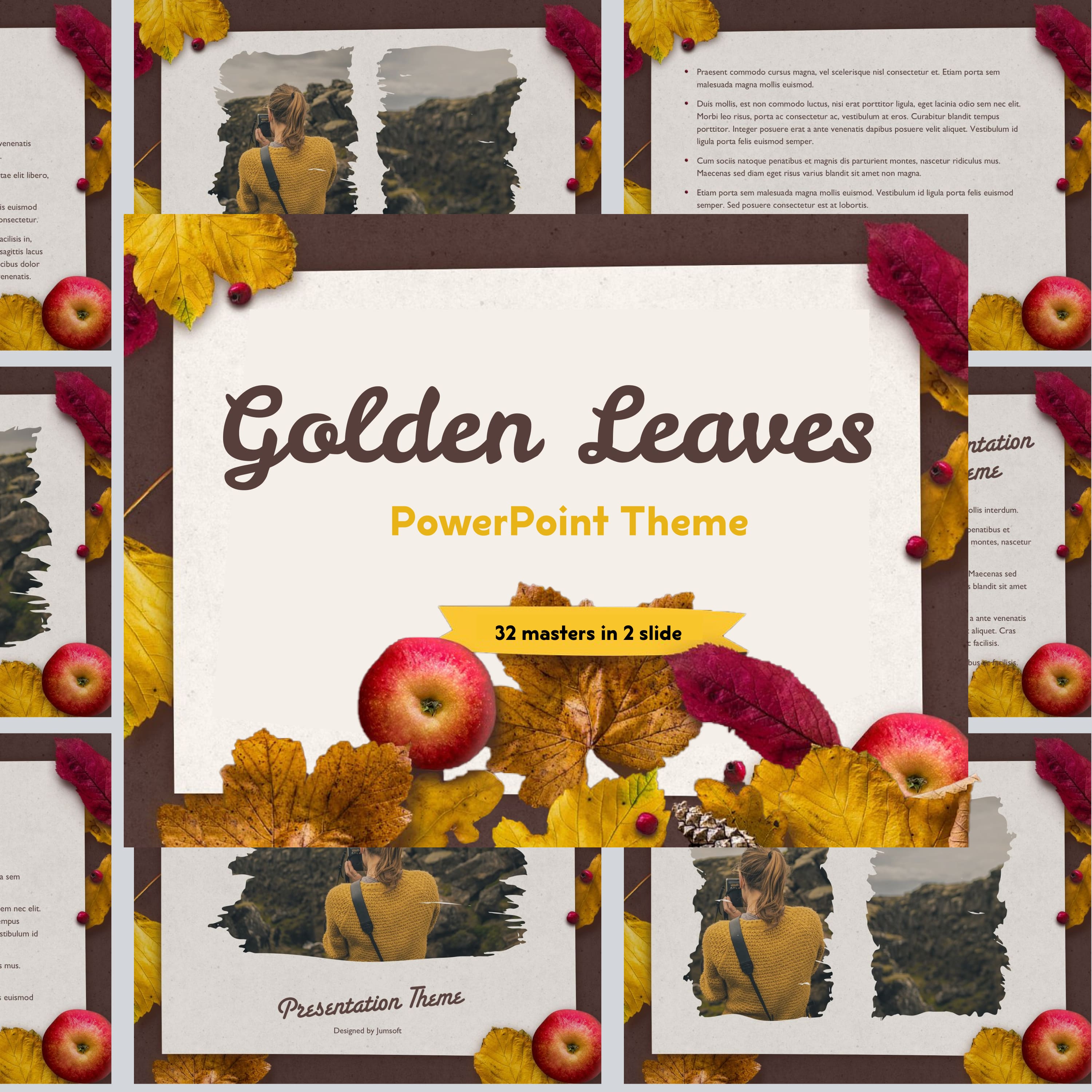 Golden Leaves PowerPoint Theme cover.
