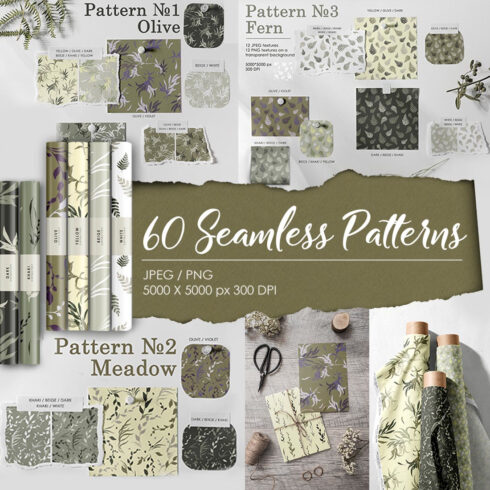 Herbal Seamless Pattern Collection PNG cover image.