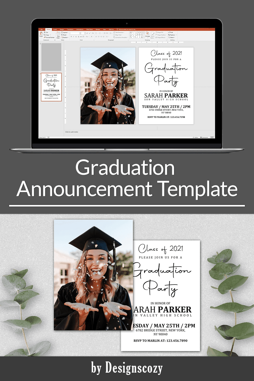graduation announcement template 1 pinterest