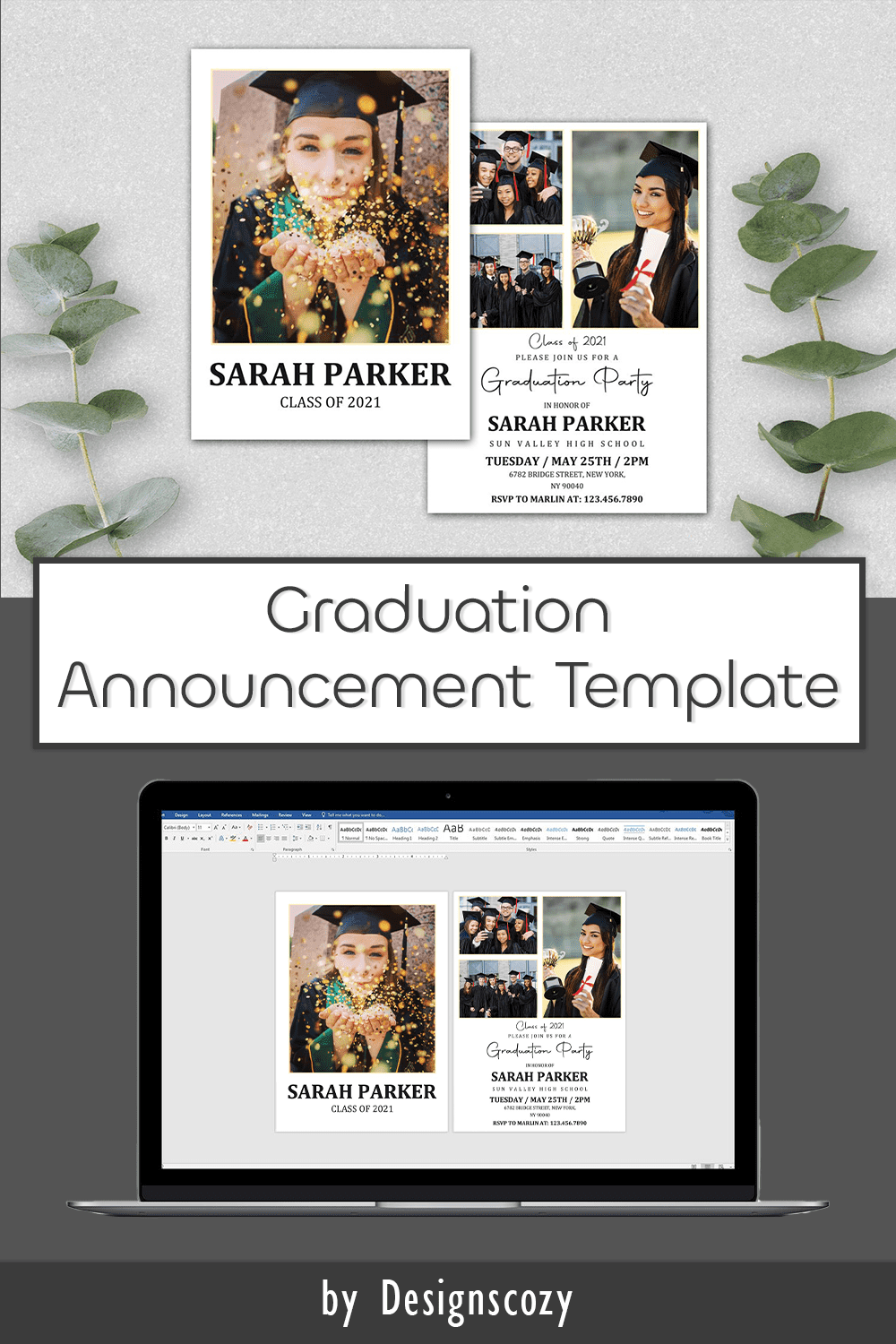 graduation announcement template 2 pinterest