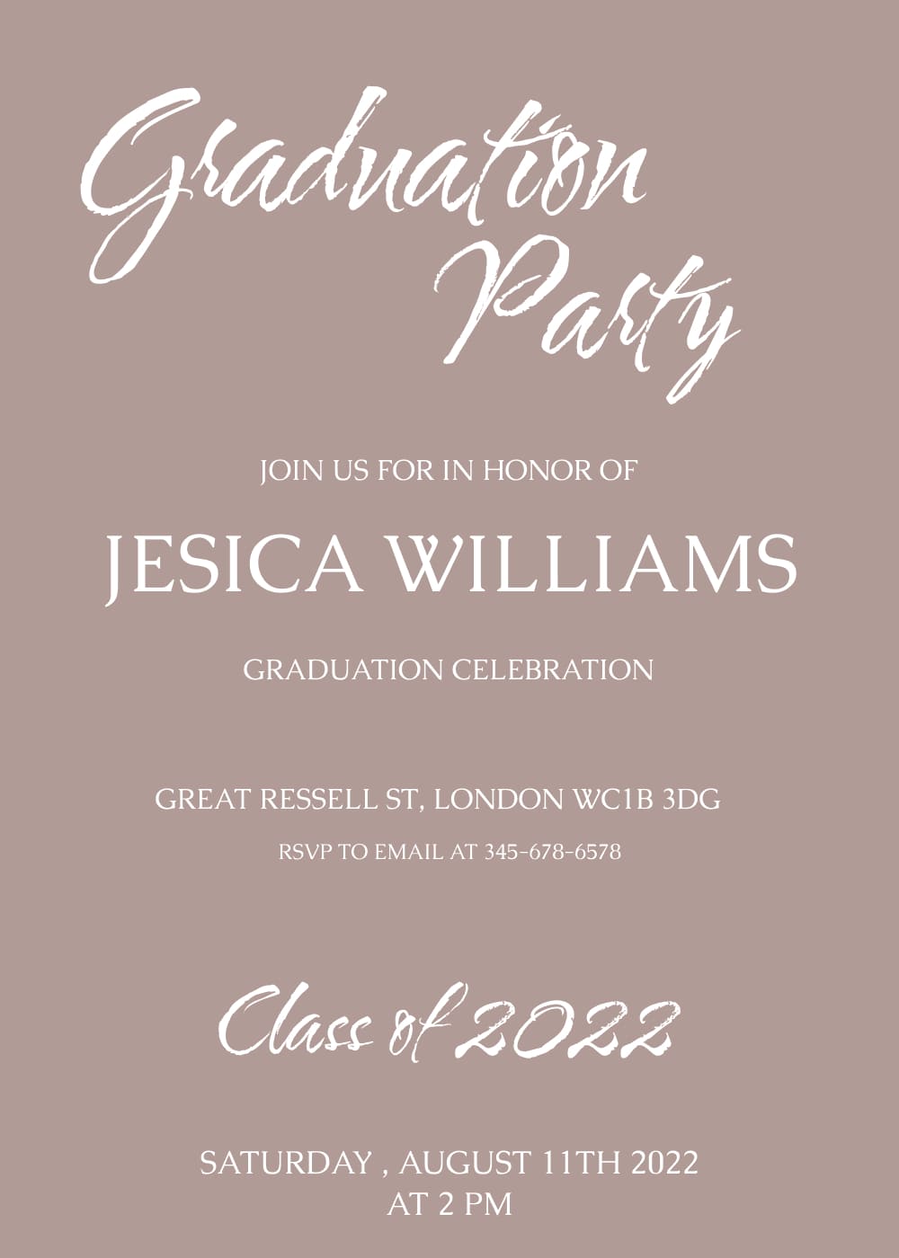 Pastel invitation for a graduation party.