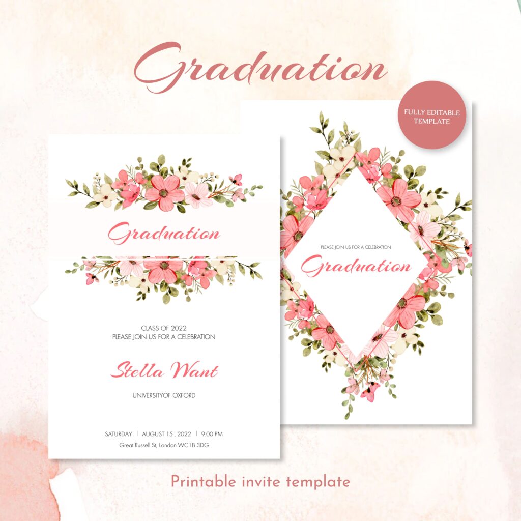 Graduation Printable Invite Template MasterBundles