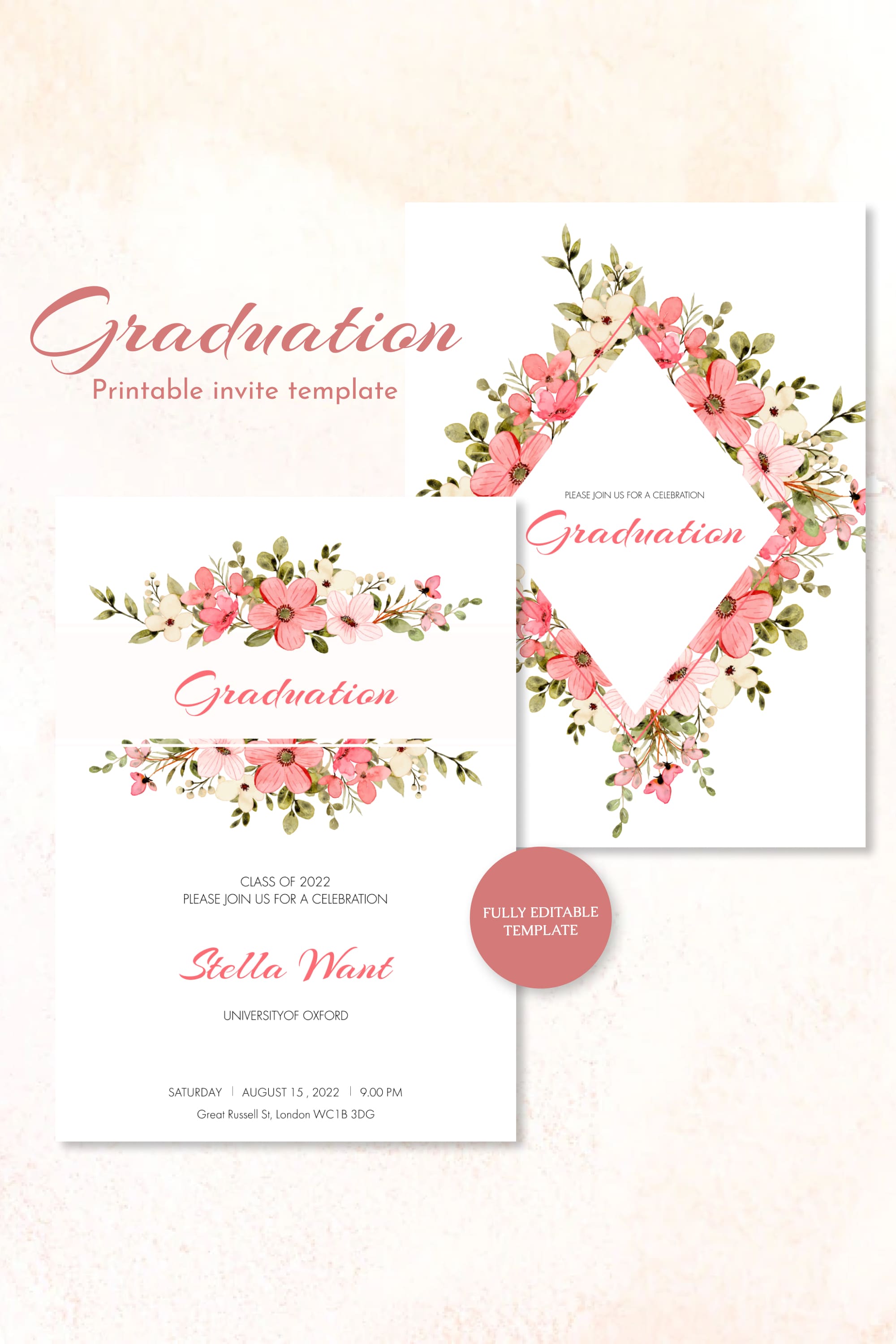 graduation printable invite template pinterest