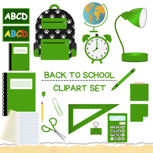 Green Back To School Clipart Set cover image.