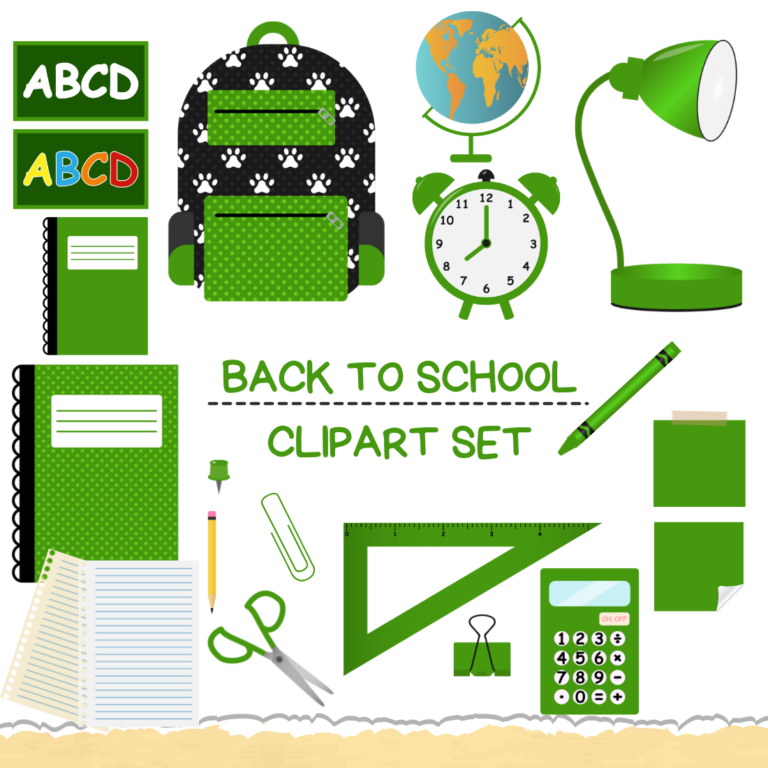 Green Back To School Clipart Set - MasterBundles