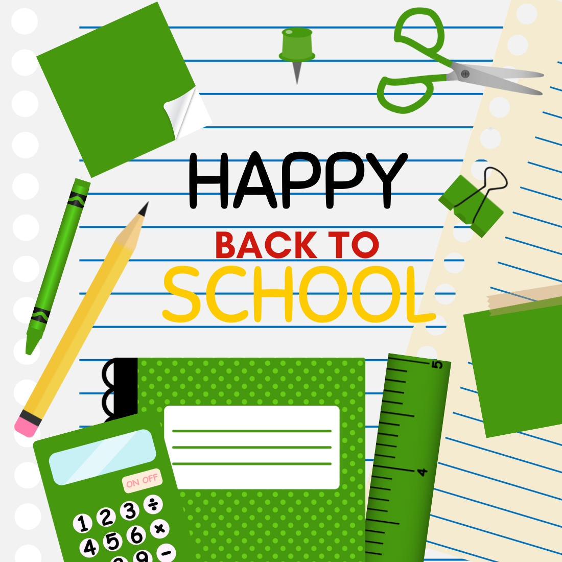 Green Back To School Clipart Set preview image.