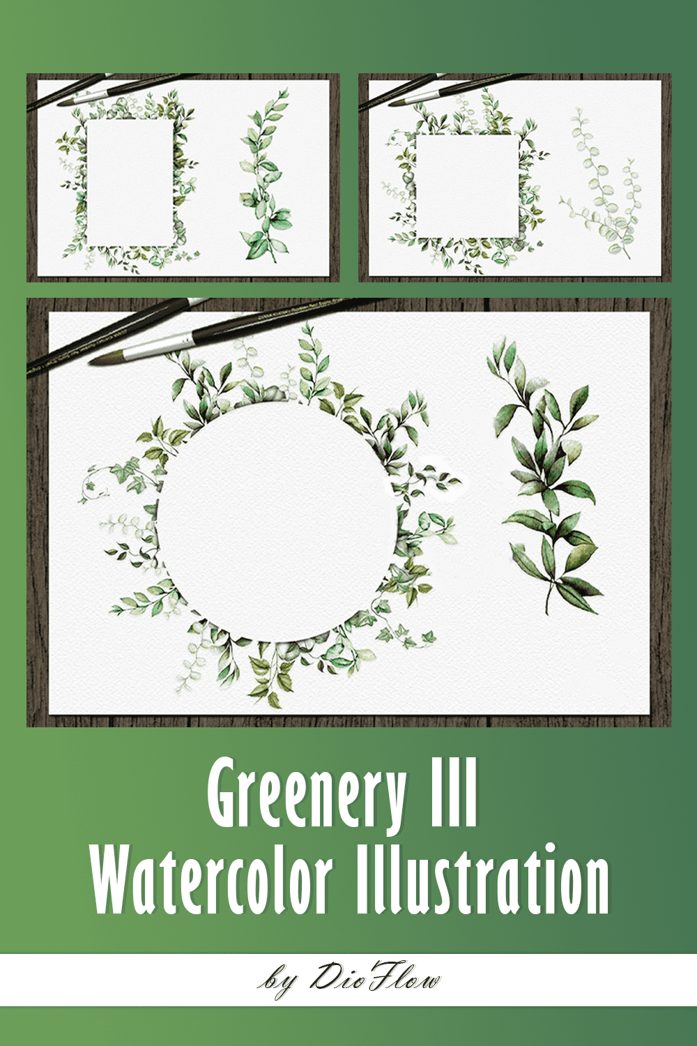 greenery iii watercolor illustration pinterest