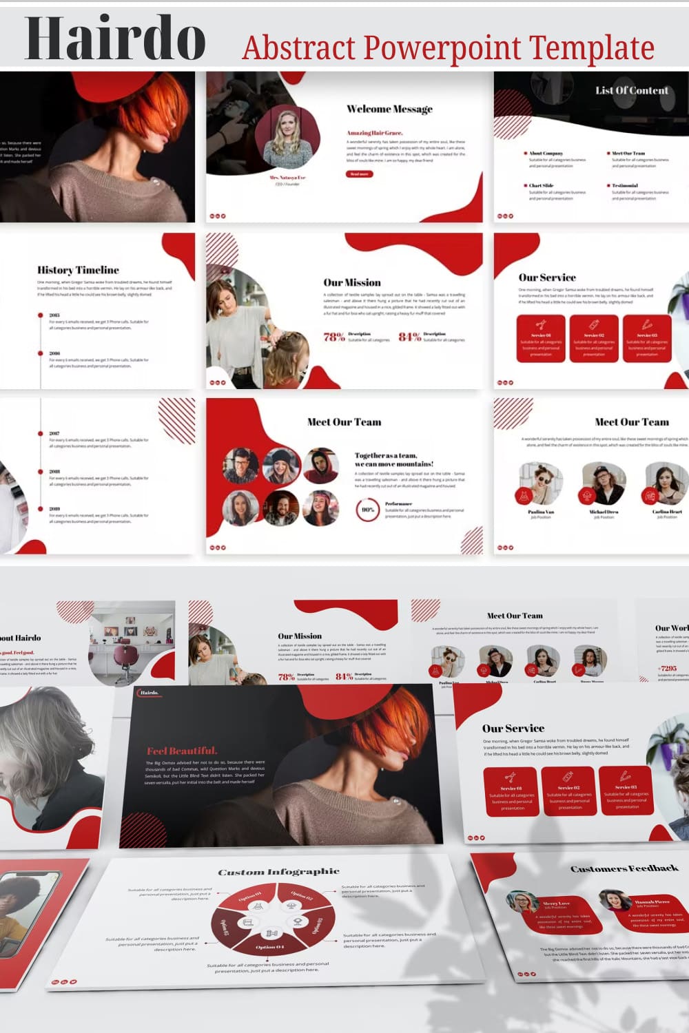 Hairdo abstract powerpoint template - pinterest image preview.