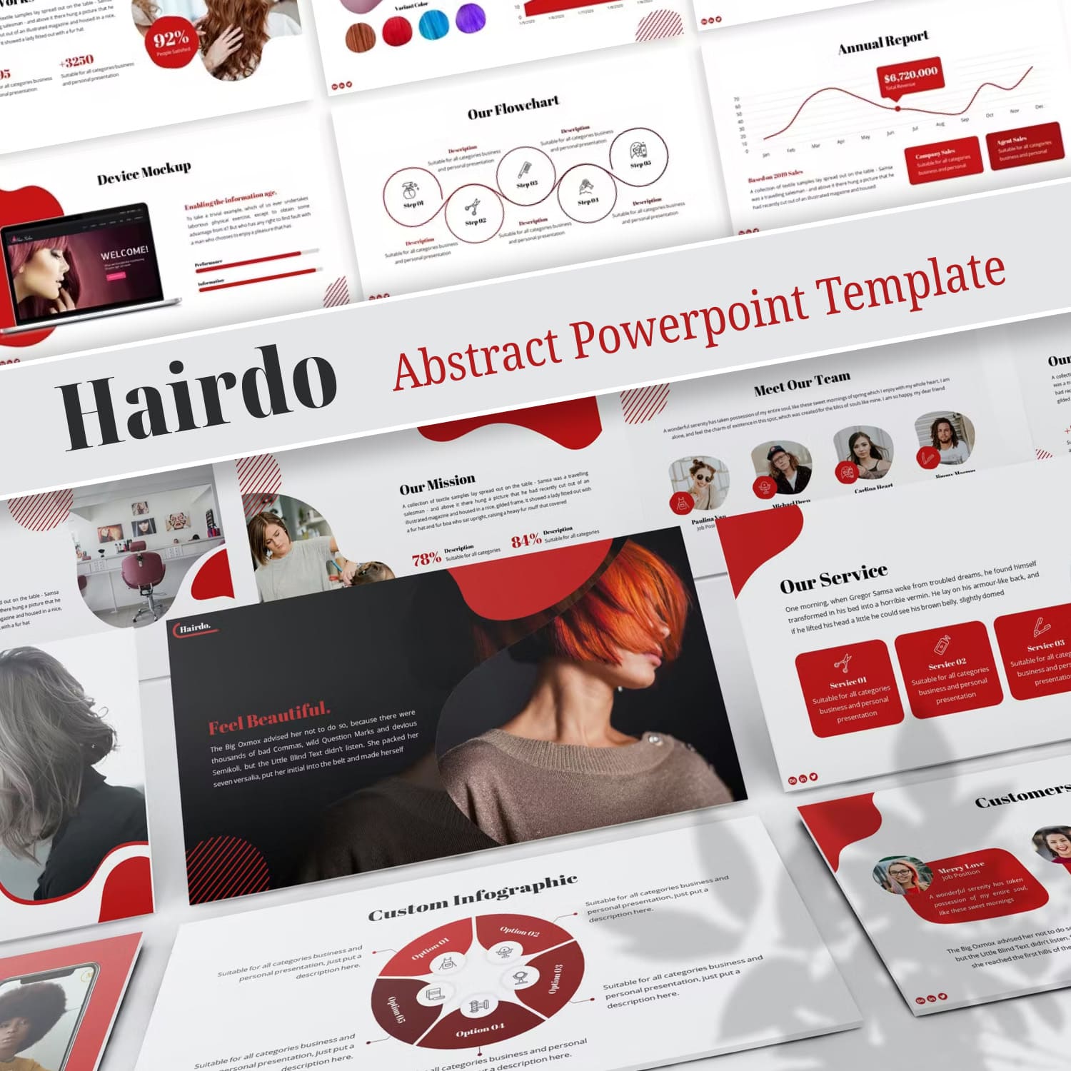Hairdo abstract powerpoint template - main image preview.