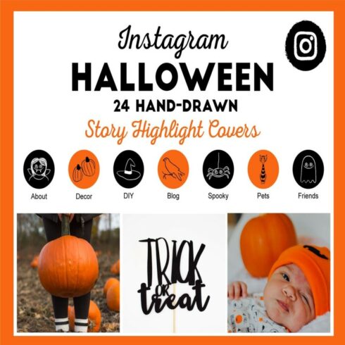 halloween preview Instagram Halloween Items (24 Hand-Drawn Story Highlight Covers)