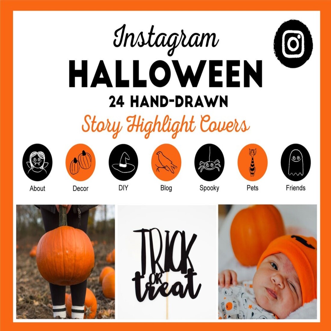halloween preview Instagram Halloween Items (24 Hand-Drawn Story Highlight Covers)